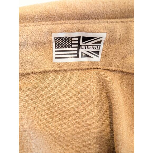 Interstyle Faux Suede Button Up Shirt Tan Western Style Size Large - Picture 3 of 5